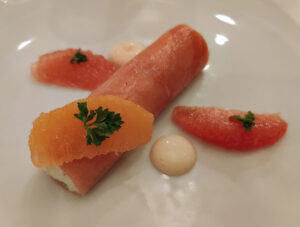 Roulade de Crabe et Saumon Fumé