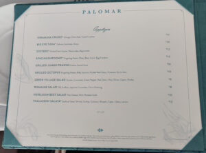 Palomar - Speisekarte