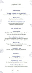 Abendessen Tag 2