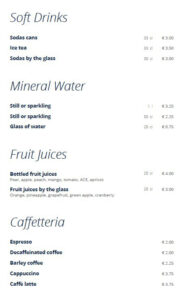 Marketplace Getränkekarte