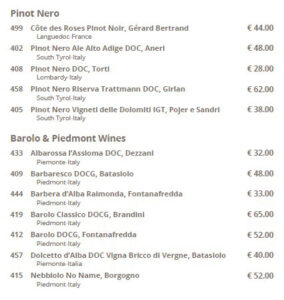 Weinkarte