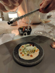 Rohe Zucchini, Haselnuss, Pecorino, Aprikose