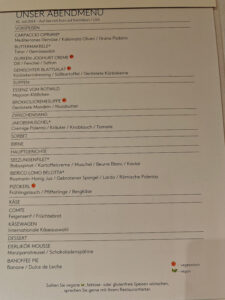 Abendessen Tag 1