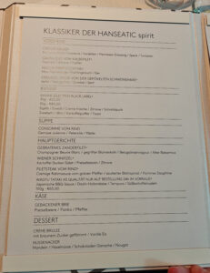 Abendessen Hanseatic Restaurant