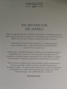 bestellbare Artikel für die Kabine