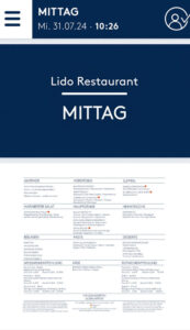 Speisekarte Lido