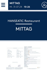 Speisekarte Hanseatic