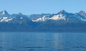 Fairweather Mountain Range mit Schweinswal