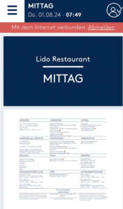 Speisekarte Lido