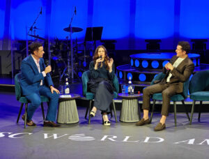 Kris Anderson mit Drew Barrymore und Orlando Bloom