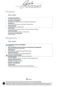 Abendessen Gala Menü