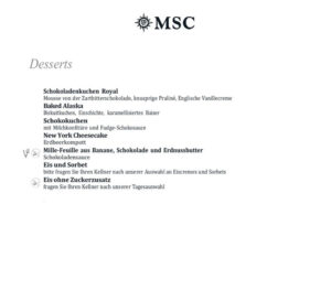 Abendessen Gala Menü
