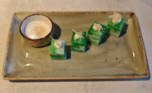 Thai Coconut and Pandaan Pudding "Khanom Chan"