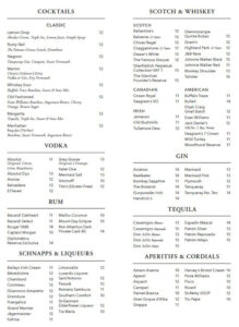 General Bar Menu