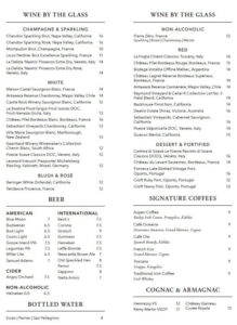 General Bar Menu