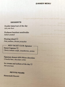 Med Yacht Club - Dinner