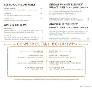 Muster Speisekarte Cosmopolitan