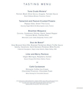 Speisekarte Le Voyage Tastings Menu