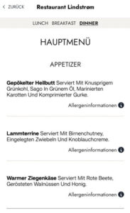 Abendessen Lindstrøm