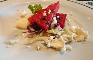 Wassermelone gegrillt mit Ziegenkäse