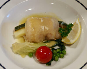 Seezungenröllchen mit Gemüse an Zitronenbuttersauce